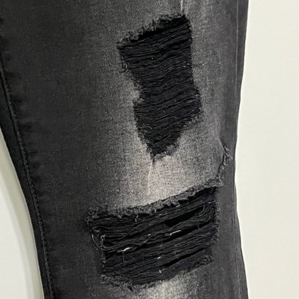 7 FOR ALL MANKIND Black Distressed Ankle Skinny Jeans Size 31 NWT - Picture 5 of 15